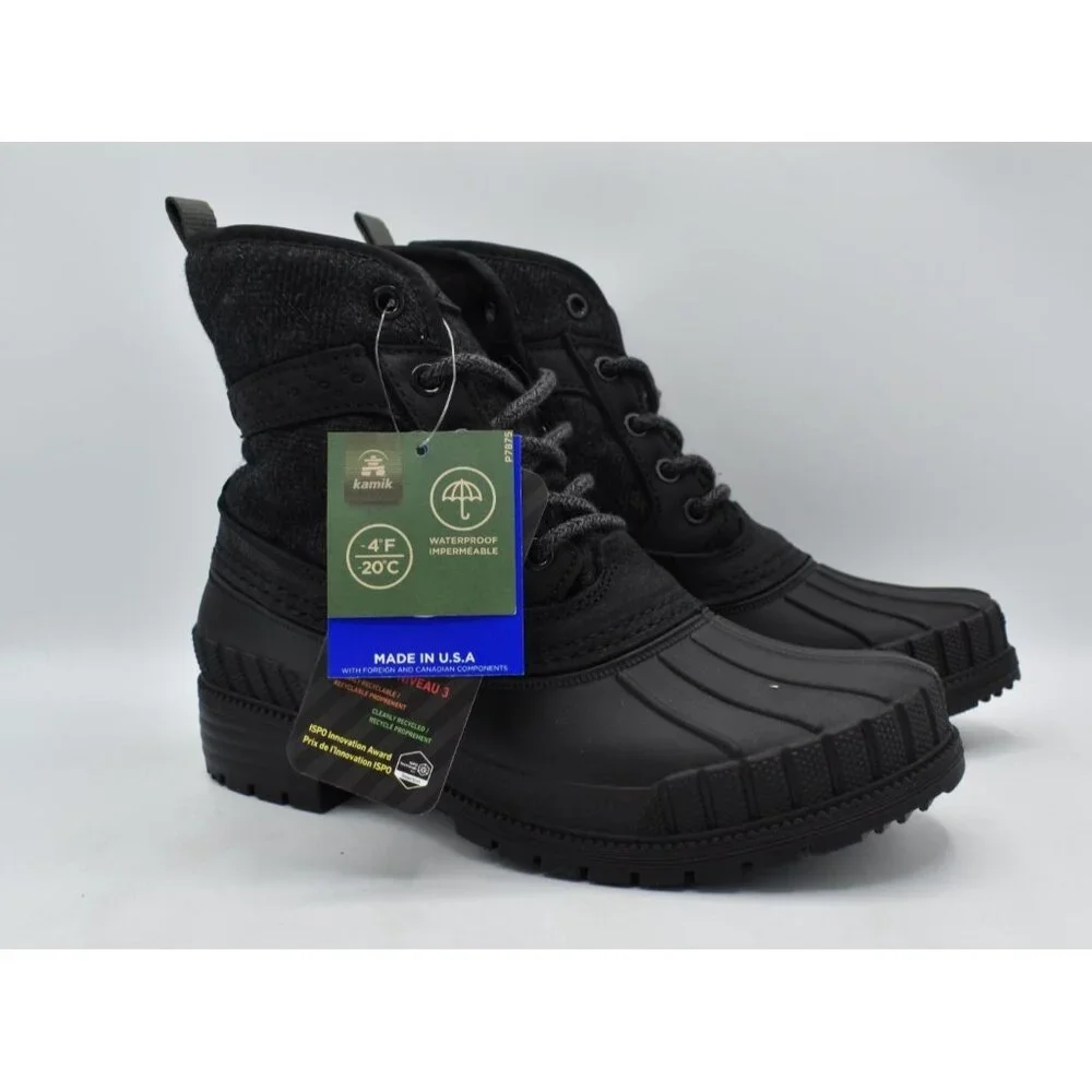 Kamik Womens Size 7 Sienna Mid 2 Black‎ Waterproof Duck Boots Shoes